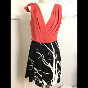 Rachel Roy Wrap Dress Back Mesh Tree Pattern